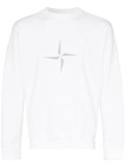 Stone Island Logo Embroidered Cotton Jumper - White