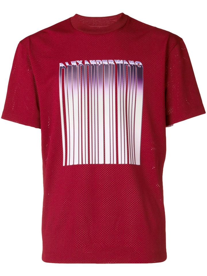 Alexander Wang Welded Barcode Mesh T-shirt - Red