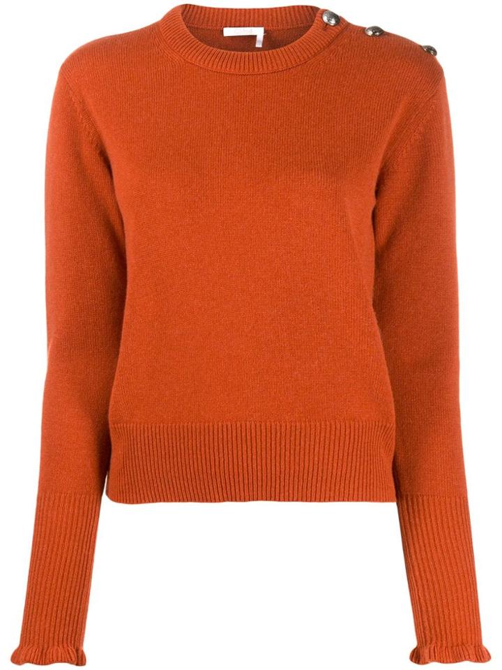 Chloé Cashmere Buttoned Jumper - Orange