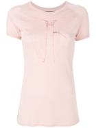 Jo No Fui Butterfly Embroidered T-shirt - Pink & Purple