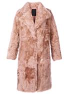 Liska - Buttoned Fur Coat - Women - Silk/lamb Fur - M, Pink/purple, Silk/lamb Fur