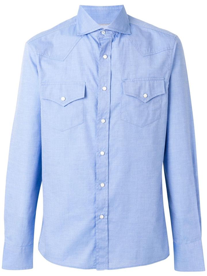 Brunello Cucinelli Chest Pockets Shirt - Blue