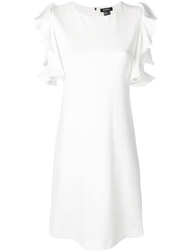 Dkny Cold Shoulder Ruffle Dress - White
