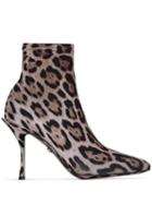 Dolce & Gabbana Leopard Print 90mm Sock Ankle Boots - Brown