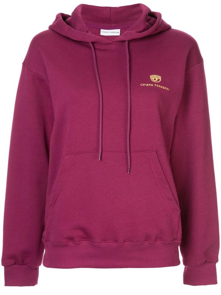 Chiara Ferragni Gold Logo Hoodie - Purple