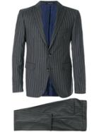 Dinner Striped Fitted Dinner Suit - Grey