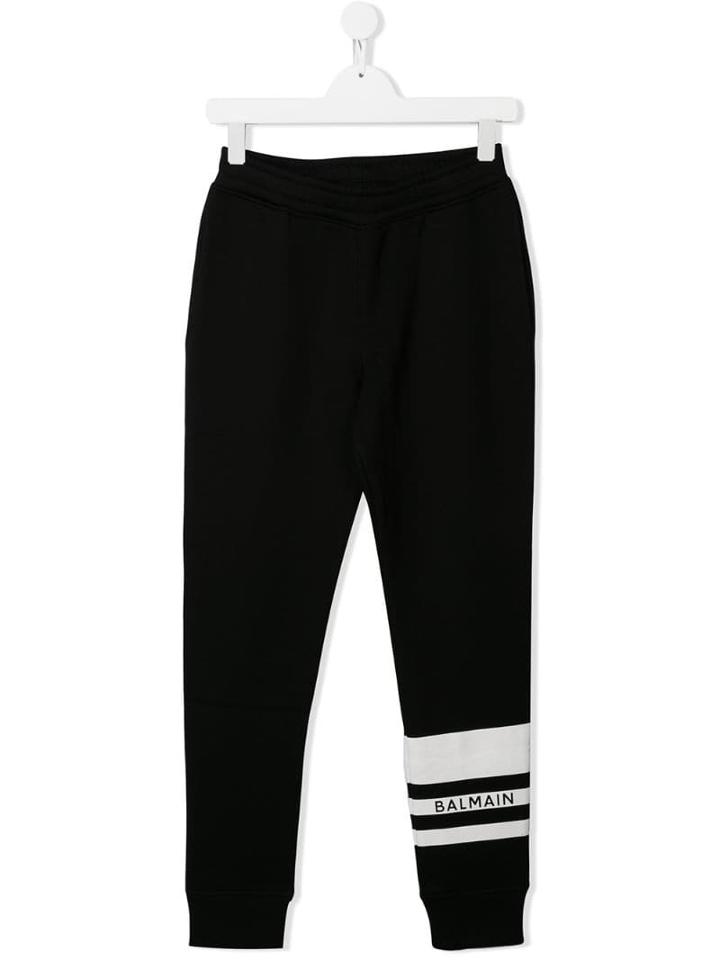 Balmain Kids Teen Striped Casual Trousers - Black