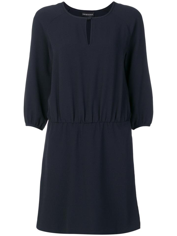 Emporio Armani Keyhole-detail Gathered Mini Dress - Blue