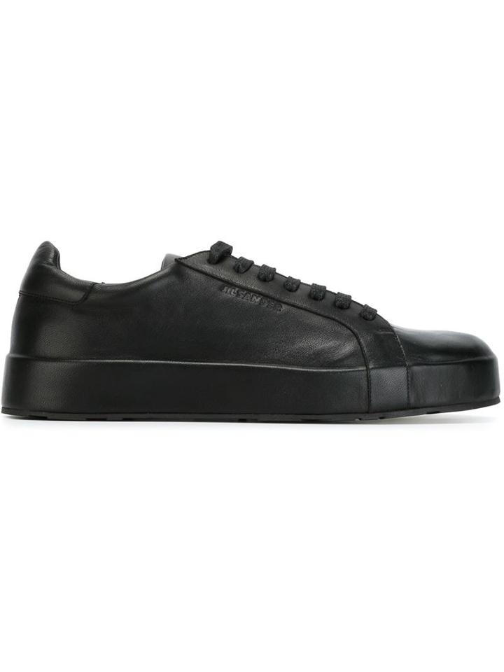 Jil Sander Classic Low-top Sneakers, Women's, Size: 38, Black, Calf Leather/rubber