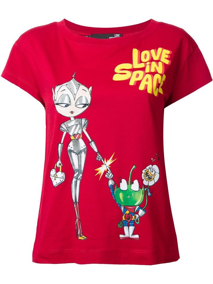Love Moschino 'love In Space' T-shirt, Women's, Size: 42, Red, Cotton/modal