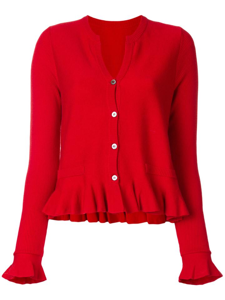 Sottomettimi Frilled Hem Cardigan - Red