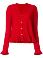 Sottomettimi Frilled Hem Cardigan - Red