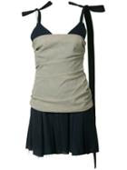 Jacquemus Pleated Layered Mini Dress, Women's, Size: 38, Nude/neutrals, Cotton/wool/virgin Wool