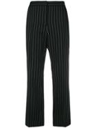 Alexander Mcqueen Pinstripe Cropped Trousers - Black