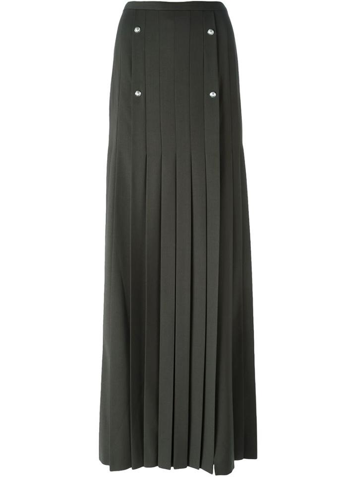 Versus Pleated Maxi Skirt, Women's, Size: 40, Green, Polyester/spandex/elastane/wool