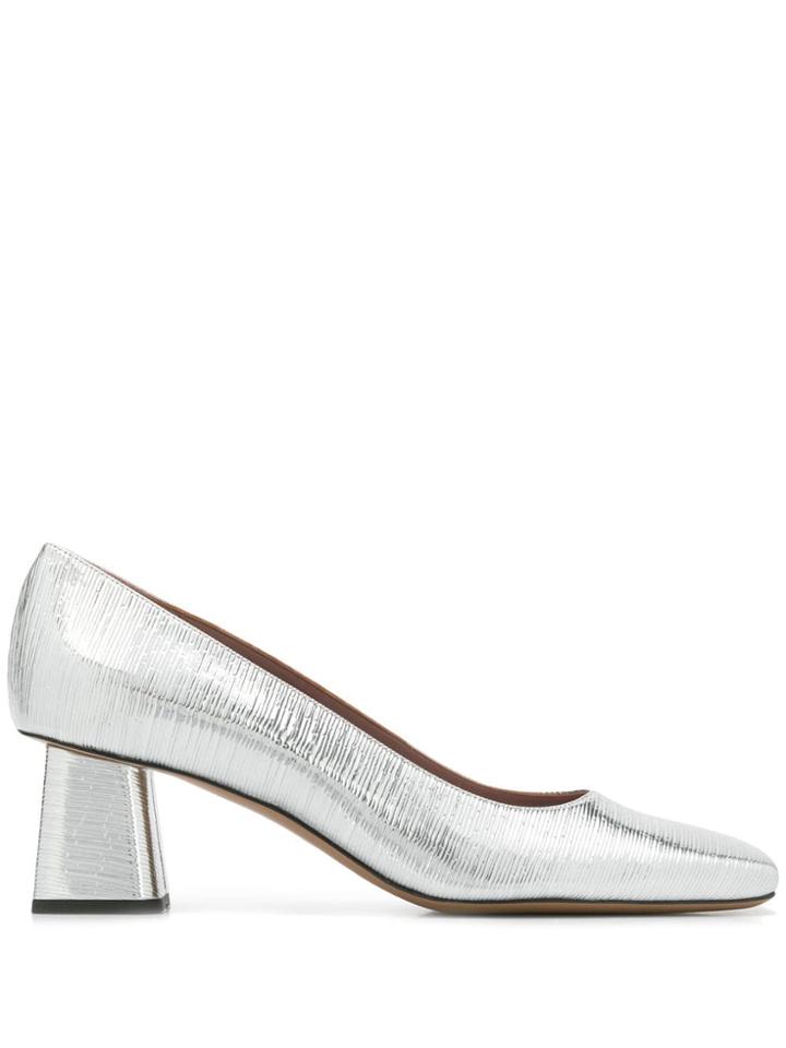 Rayne Block Heel Pumps - Silver