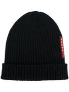 Prada Logo Beanie Hat - Black
