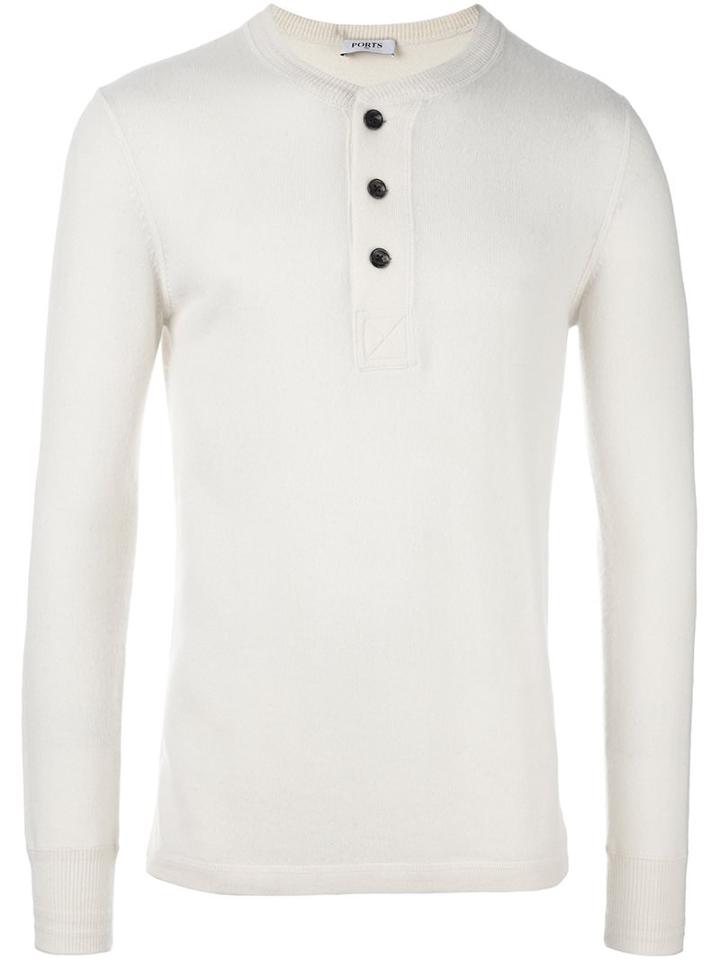 Ports 1961 Buttoned Longsleeved Pullover, Men's, Size: Large, Nude/neutrals, Cashmere/wool
