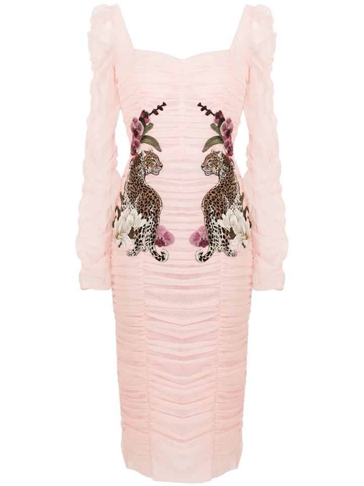 Dolce & Gabbana Tulle Draped Dress - Pink & Purple