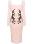 Dolce & Gabbana Tulle Draped Dress - Pink & Purple