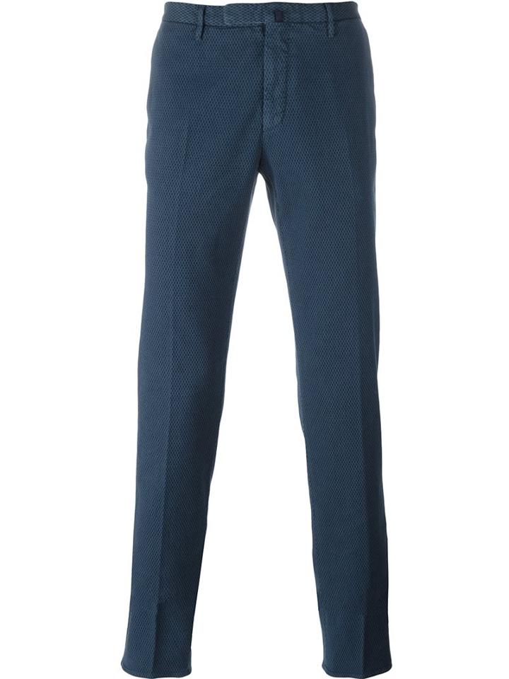 Incotex Jacquard Chinos, Men's, Size: 48, Blue, Cotton/spandex/elastane