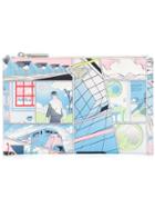 Prada Cartoon Print Clutch - Blue