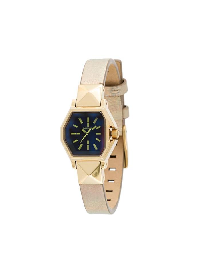 Diesel Small Tonneau Analog Watch, Adult Unisex, Metallic, Leather/stainless Steel