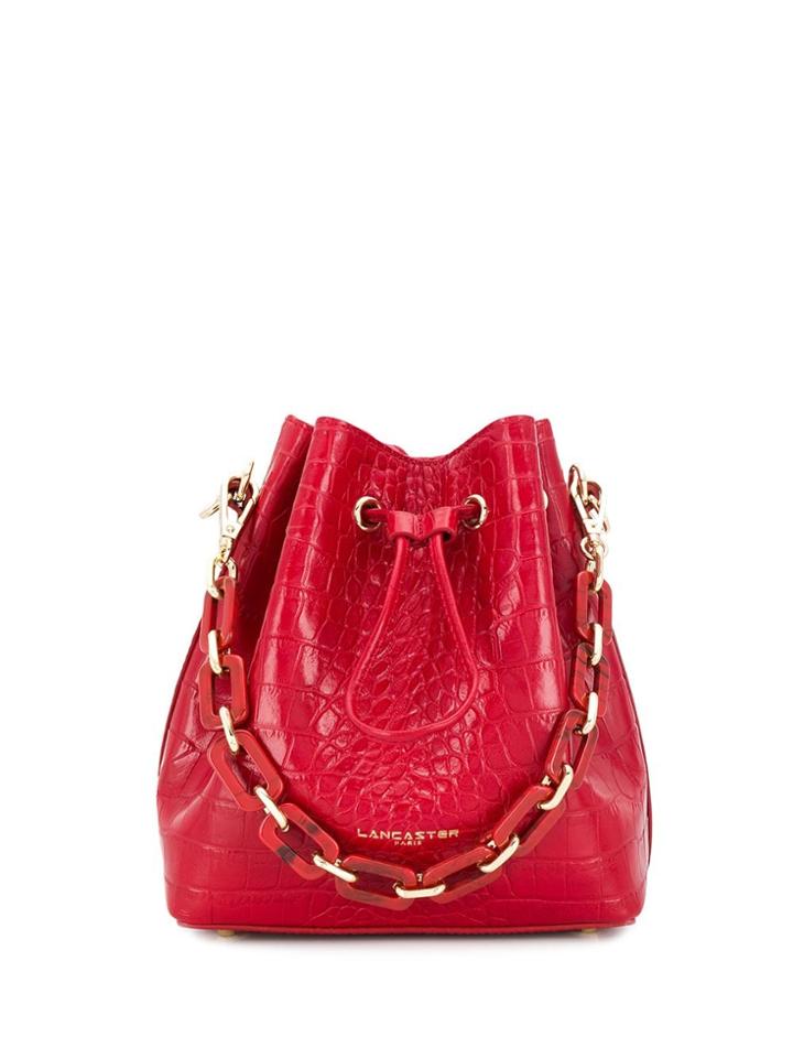 Lancaster Drawstring Closure Bucket Bag - Red