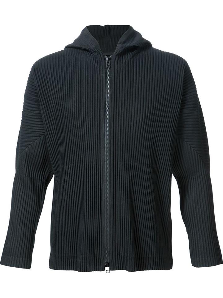 Homme Plissé Issey Miyake Ribbed 'zip Hoodie' Jacket