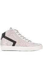 Leather Crown Glitter Hi-top Sneakers - Pink