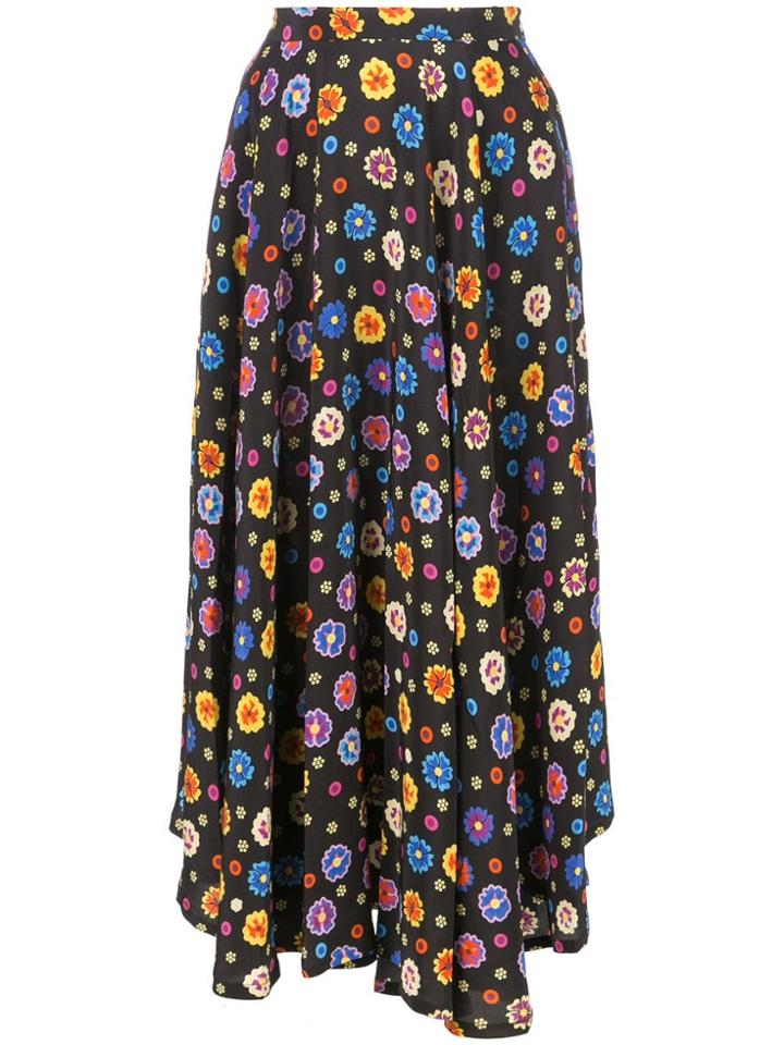 Lhd Floral Print Drape Dress - Black