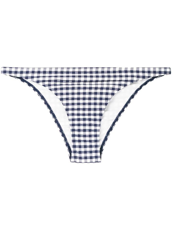 Tory Burch Gingham Hipster Bikini Bottoms - Blue