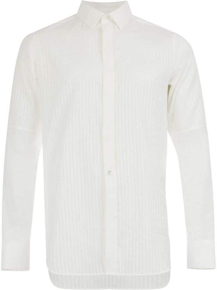 Ann Demeulemeester Tone On Tone Striped Shirt - White