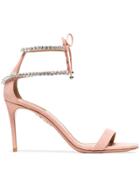 Aquazzura Pink Crillon 85 Suede Leather Sandals - Pink & Purple