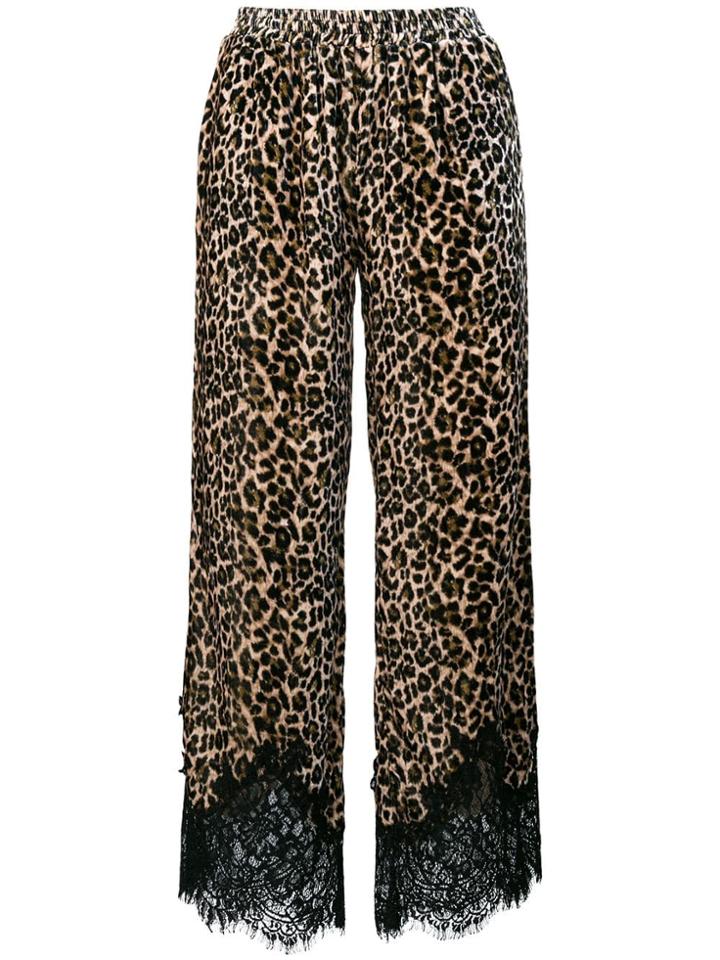 Gold Hawk Leopard Lace Trim Trousers - Neutrals