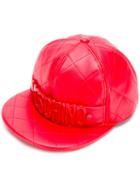 Moschino Quilted Snap-back Cap, Adult Unisex, Size: Medium, Red, Leather/rayon