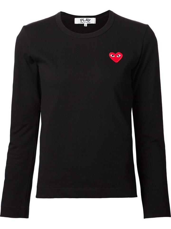 Comme Des Garçons Play Embroidered Heart T-shirt, Women's, Size: Xs, Black, Cotton
