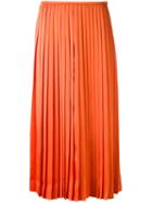 Fendi - Pleated Midi Skirt - Women - Acetate/viscose - 40, Yellow/orange, Acetate/viscose