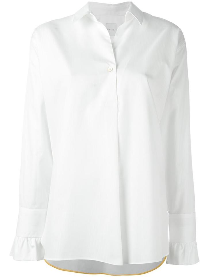 Paul Smith Contrasting Trim Blouse, Women's, Size: 46, White, Cotton/cupro