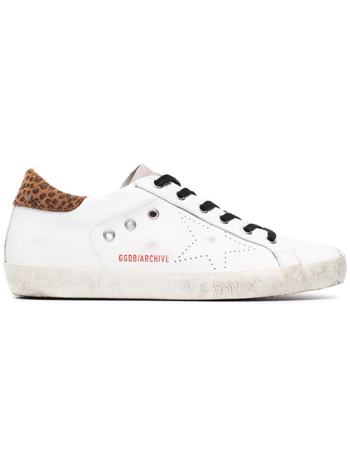Golden Goose Deluxe Brand White Leopard Superstar Sneakers