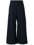 Simon Miller - Frayed Wide Leg Cropped Jeans - Women - Cotton - 4, Blue, Cotton