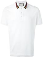 Gucci House Web Embroidered Polo Shirt, Size: Xl, White, Cotton/spandex/elastane