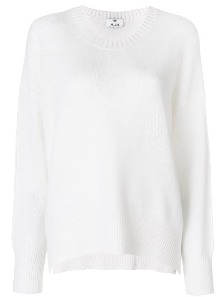 Allude Round Neck Jumper - White