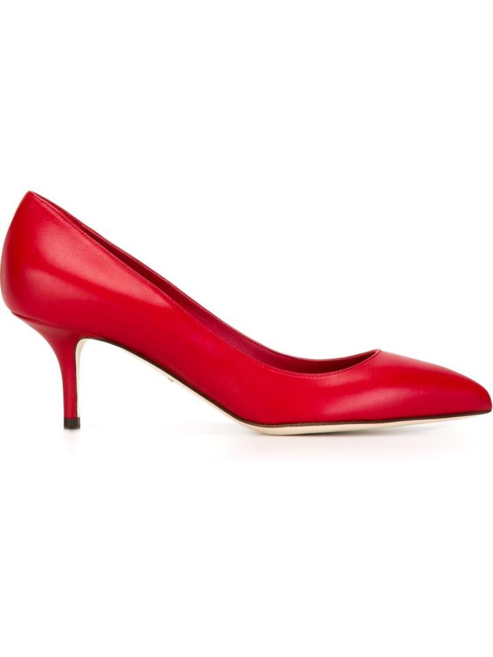 Dolce & Gabbana Pointed Toe Pumps, Women's, Size: 39, Red, Leather