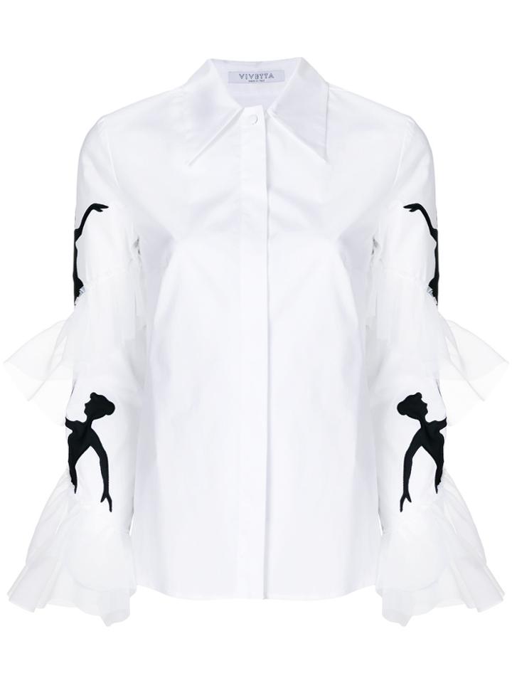 Vivetta Embroidered-sleeve Fitted Shirt - White