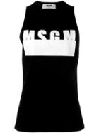 Msgm Logo Print Tank Top, Women's, Size: M, Black, Cotton