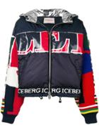 Iceberg Patchwork Detail Puffer Jacket - Blue