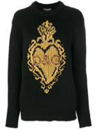 Dolce & Gabbana Knit Intarsia Heart Jumper - Black