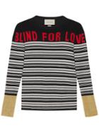 Gucci - Blind For Love Striped Knit Top - Women - Silk/viscose/cashmere/metallized Polyester - L, Black, Silk/viscose/cashmere/metallized Polyester