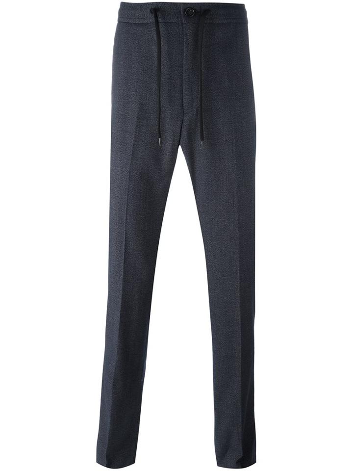 Z Zegna Drawstring Waistband Trousers, Men's, Size: 50, Blue, Cotton/spandex/elastane/wool